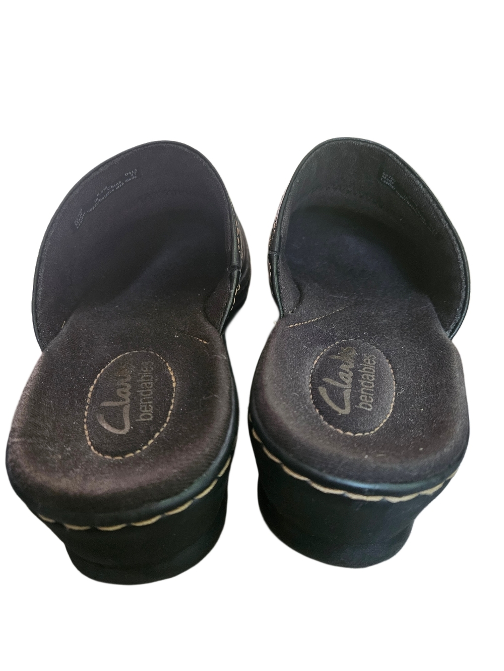 Clarks Black Leather Slip On Clogs Comfort Mules - 6.5 - Picture 4 of 7